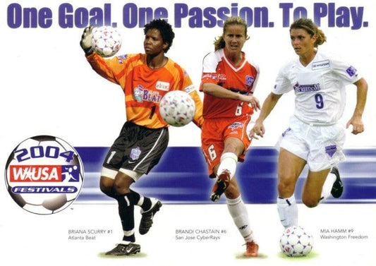 Mia Hamm Brandi Chastain Briana Scurry 2004 WUSA Festivals soccer 6x8 card - AutographsForSale.com