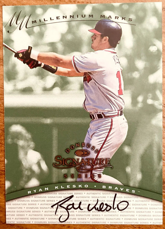 Ryan Klesko certified autograph Atlanta Braves 1997 Donruss Signature Millennium Marks card - AutographsForSale.com