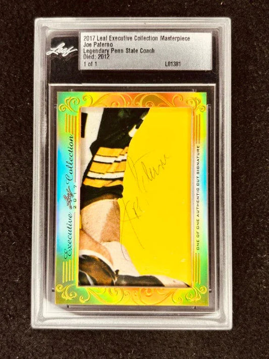 Joe Paterno 2017 Leaf Masterpiece Cut Signature certified signed card 1/1 JSA Penn State - AutographsForSale.com