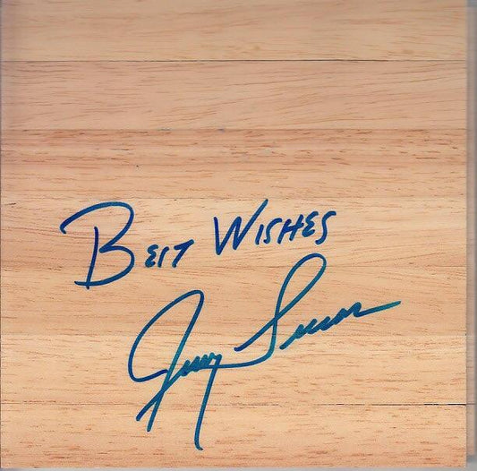 Jerry Lucas Knicks signed basketball wood floor with Best Wishes - AutographsForSale.com