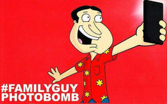 Family Guy photobomb 2014 SDCC Peter Griffin Glenn Quagmire 5x8 card - AutographsForSale.com