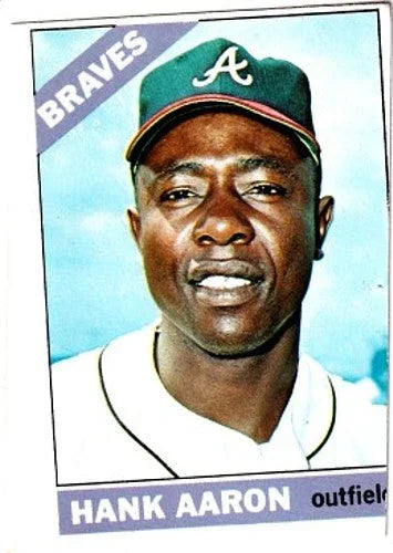Hank Aaron Atlanta Braves 1966 Topps #500 miscut error card with 2 sharp corners - AutographsForSale.com
