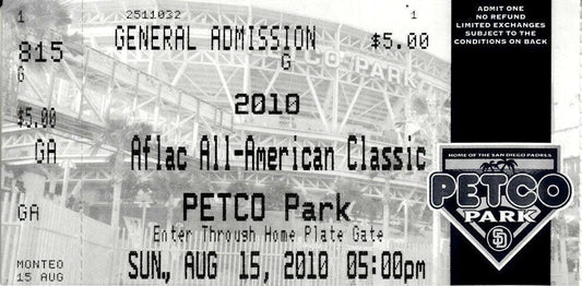 2010 AFLAC All American Classic Baseball Game ticket stub Javier Baez Francisco Lindor - AutographsForSale.com