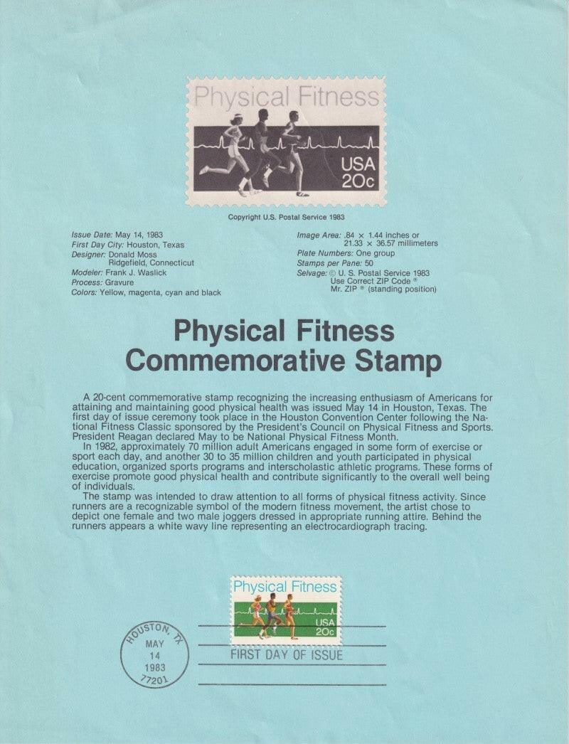 1983 Physical Fitness USPS 20 cent stamp Souvenir Page 1st Day Canceled - AutographsForSale.com