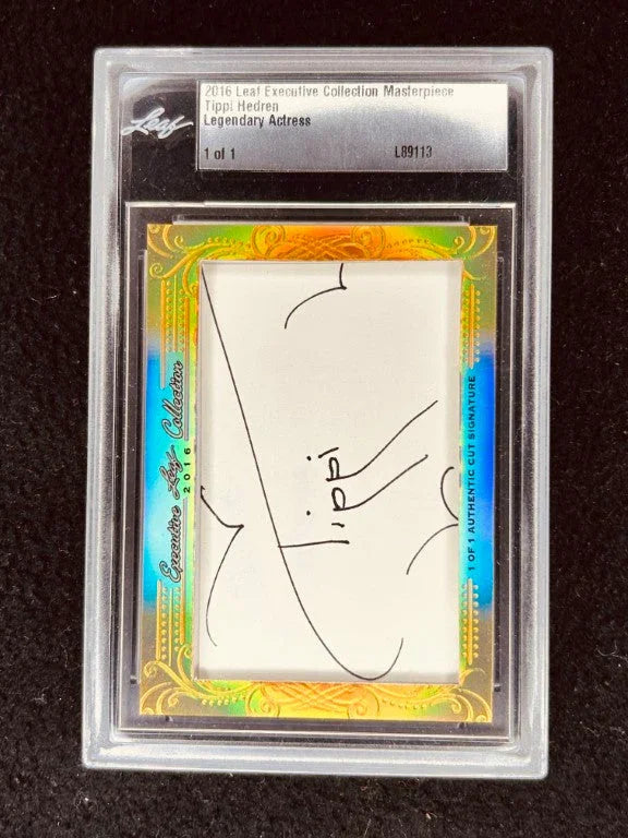 Tippi Hedren 2016 Leaf Masterpiece Cut Signature certified signed card 1/1 JSA Birds - AutographsForSale.com