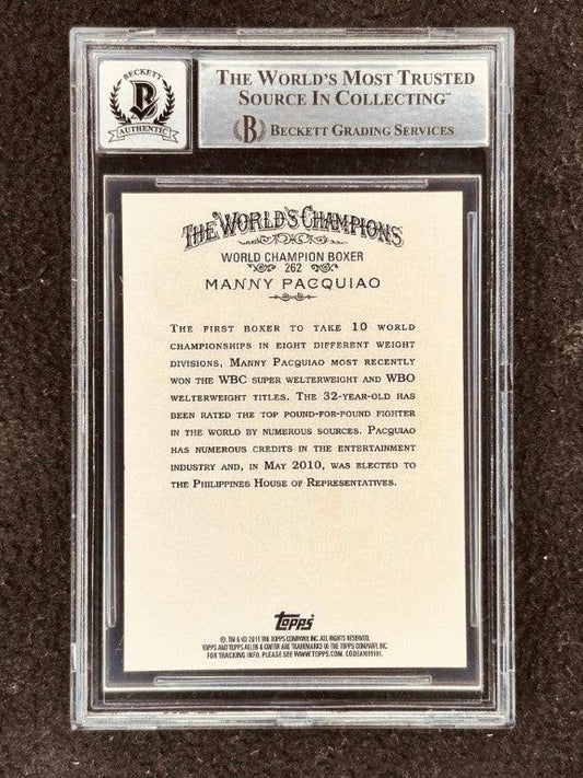 Manny Pacquiao autographed 2011 Topps Allen Ginter REPRINT Rookie Card BAS slabbed graded 8 - AutographsForSale.com