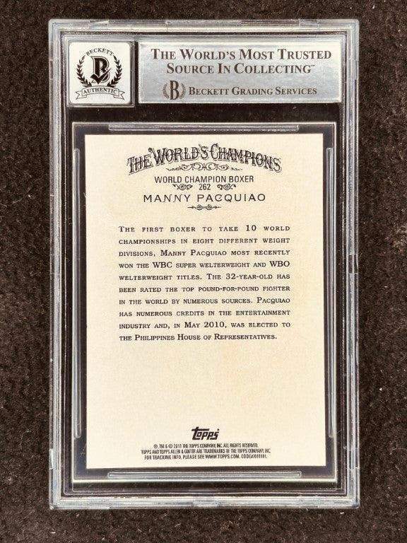 Manny Pacquiao autographed 2011 Topps Allen Ginter REPRINT Rookie Card BAS slabbed graded 8 - AutographsForSale.com