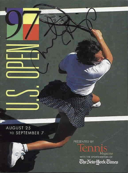 Martina Hingis signed 1997 US Open tennis magazine full name signature - AutographsForSale.com