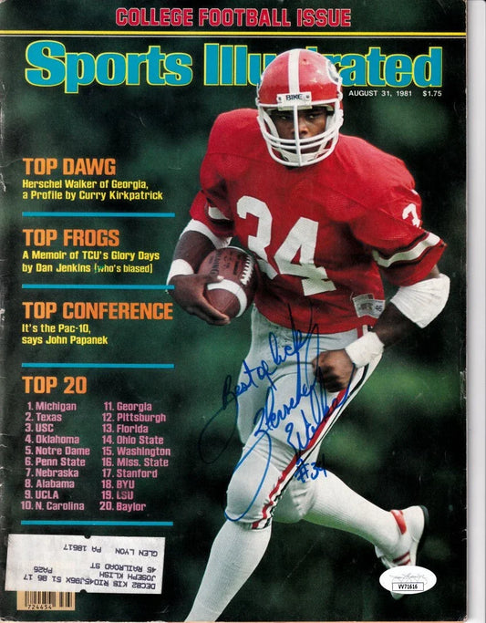 Herschel Walker autographed Georgia Bulldogs 1981 Sports Illustrated inscribed Best of luck (JSA) - AutographsForSale.com