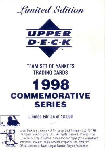 1998 Yankees World Champions Upper Deck 15 jumbo card set Derek Jeter Mariano Rivera - AutographsForSale.com