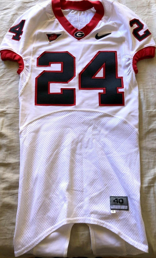 Knowshon Moreno Georgia Bulldogs 2008 team issue Nike white game model jersey - AutographsForSale.com