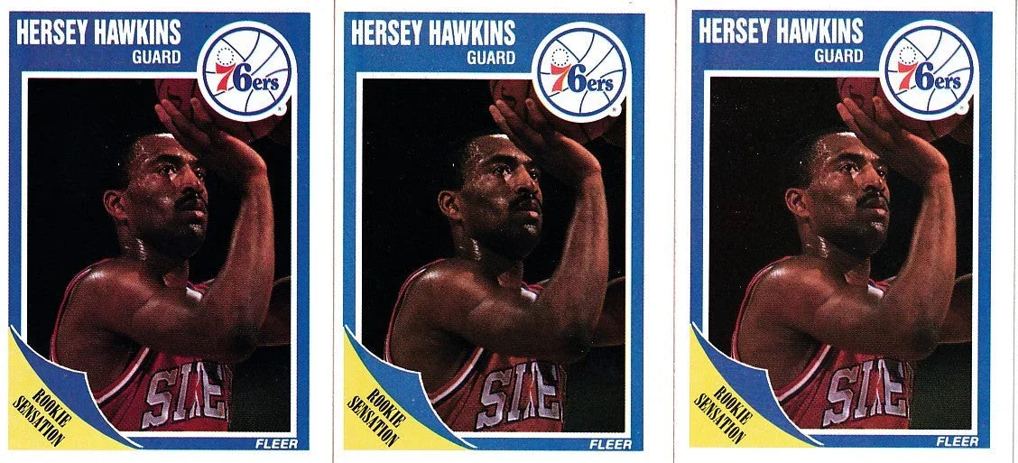 3 Hersey Hawkins Philadelphia 76ers 1989-90 Fleer RCs - AutographsForSale.com