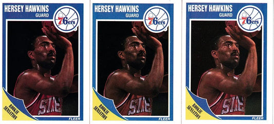 3 Hersey Hawkins Philadelphia 76ers 1989-90 Fleer RCs - AutographsForSale.com