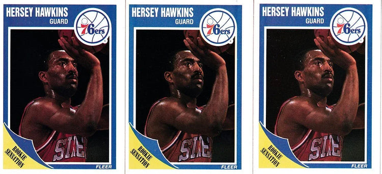 3 Hersey Hawkins Philadelphia 76ers 1989-90 Fleer RCs - AutographsForSale.com