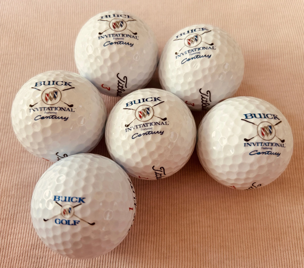 5 Buick Invitational Titleist HP Tour golf balls & 1 Buick golf Top Flite Tour SD 90 ball - AutographsForSale.com