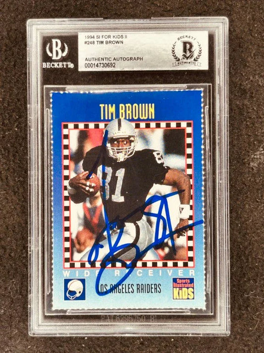 Tim Brown signed Raiders 1994 SI for Kids card BAS certified - AutographsForSale.com