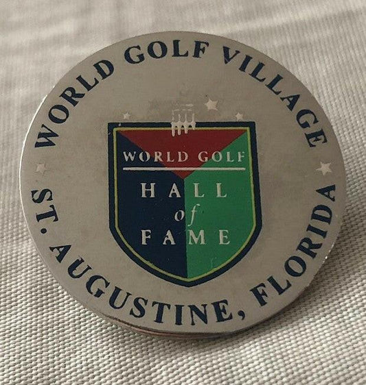 World golf Hall of Fame logo Silver pin - AutographsForSale.com