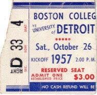 1957 Boston College at Detroit college football ticket stub - AutographsForSale.com