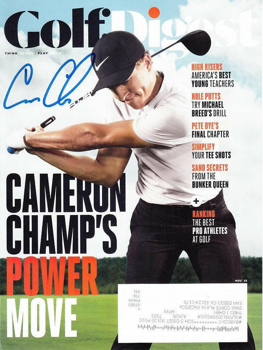 Cameron Champ autographed 2018 Golf Digest magazine cover - AutographsForSale.com
