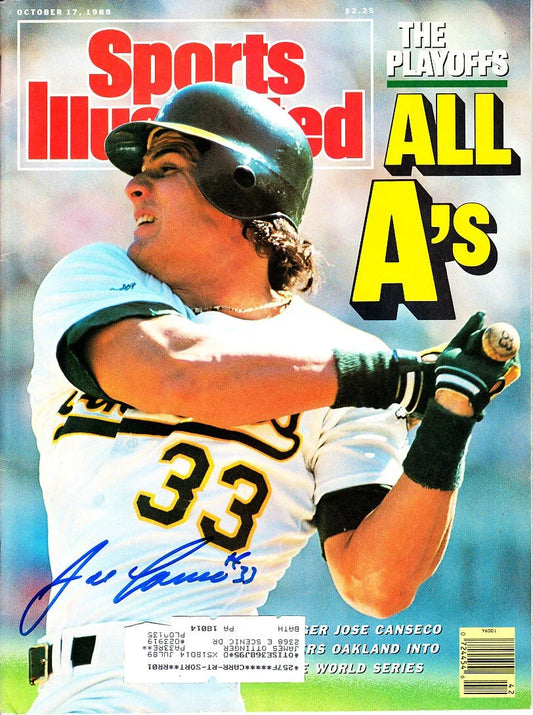 Jose Canseco signed Oakland A’s 1988 Sports Illustrated magazine - AutographsForSale.com