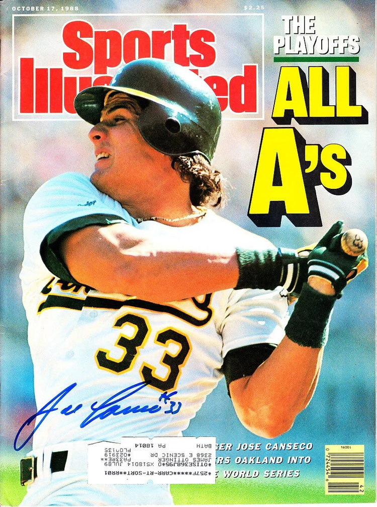 Jose Canseco signed Oakland A’s 1988 Sports Illustrated magazine - AutographsForSale.com