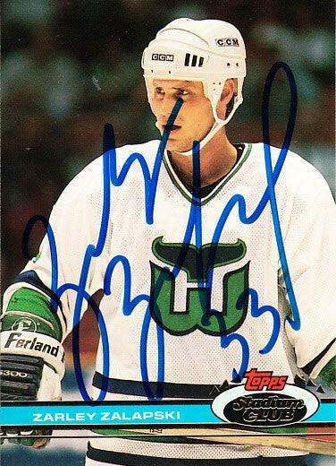 Zarley Zalapski signed Hartford Whalers 1991-92 Stadium Club card - AutographsForSale.com