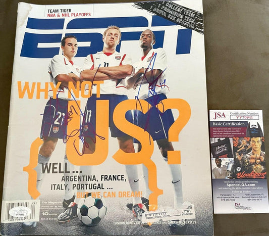 Landon Donovan and DaMarcus Beasley autographed 2002 US World Cup Team ESPN Magazine JSA - AutographsForSale.com