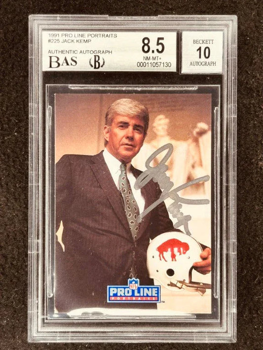 Jack Kemp autographed Buffalo Bills 1991 Pro Line card JSA BGS Graded 8.5 - AutographsForSale.com