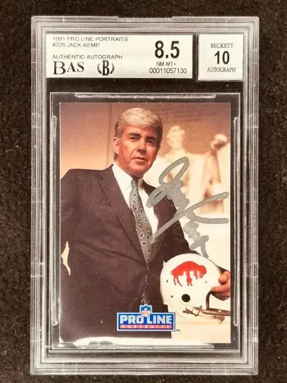 Jack Kemp autographed Buffalo Bills 1991 Pro Line card JSA BGS Graded 8.5 - AutographsForSale.com