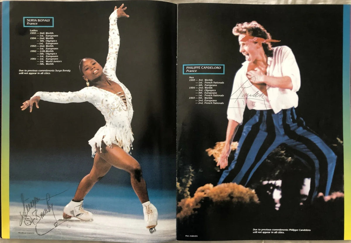 Surya Bonaly Jill Trenary Philippe Candeloro signed 1995 World Skating Champions program - AutographsForSale.com