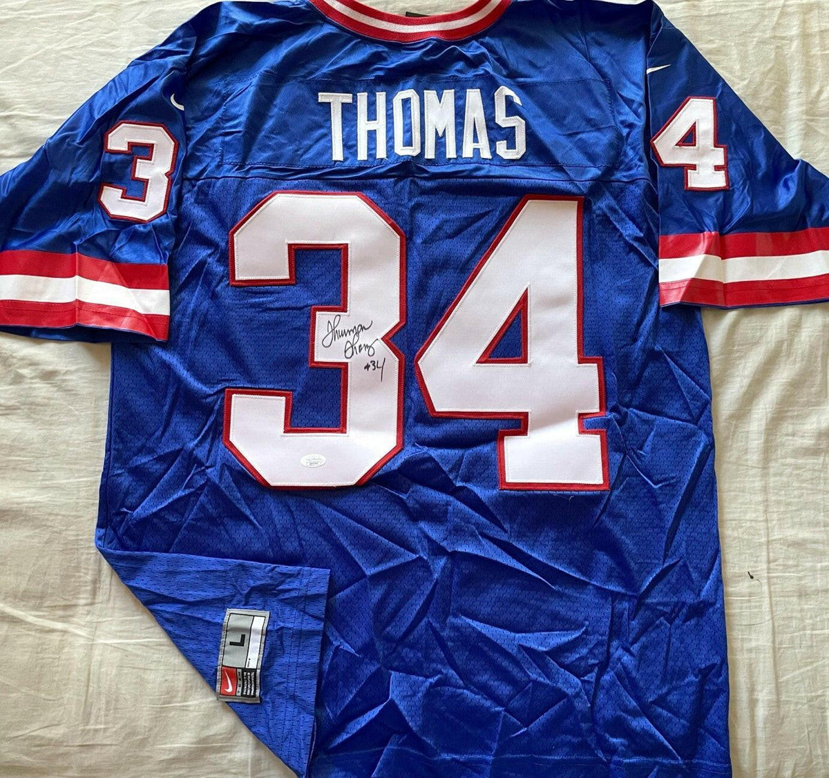 Thurman Thomas signed Buffalo Bills Nike blue jersey JSA - AutographsForSale.com