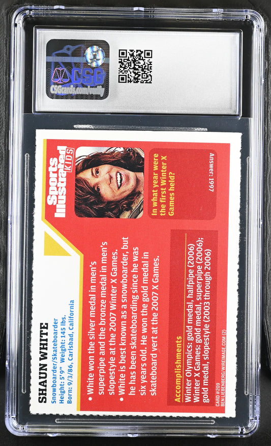 Shaun White 2007 Sports Illustrated for Kids snowboarding card CSG graded 6 ExMt - AutographsForSale.com