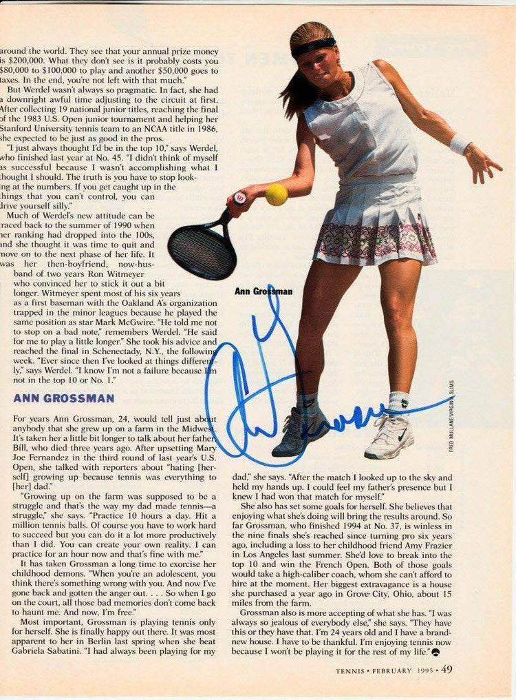 Ann Grossman autographed Tennis magazine page - AutographsForSale.com