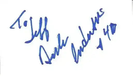Dick Anderson autographed blank business card (To Jeff) - AutographsForSale.com
