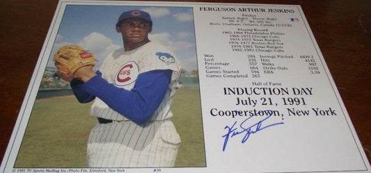 Fergie Jenkins signed Cubs 8x10 Hall of Fame photo card - AutographsForSale.com