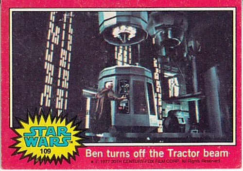 Star Wars 1977 Topps red Series 2 card 109 Ben Turns off Tractor Beam - AutographsForSale.com