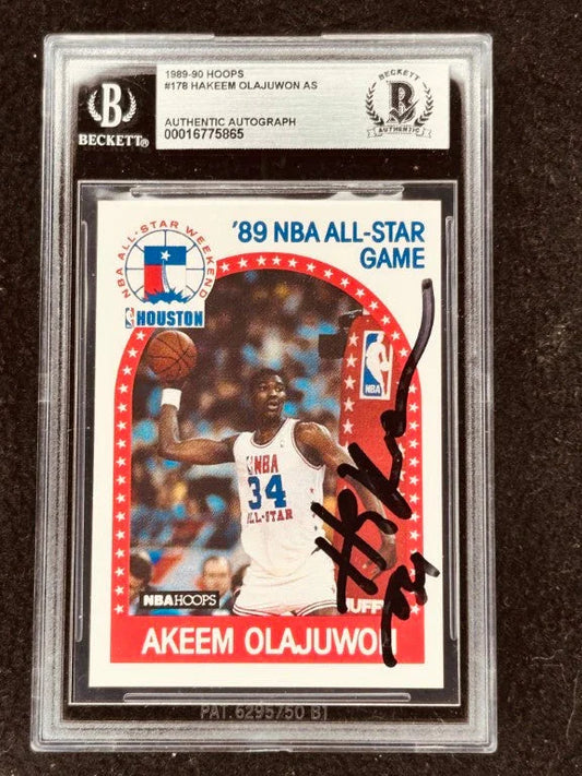 Hakeem Olajuwon autographed Houston Rockets 1989-90 Hoops All-Star card BAS slabbed - AutographsForSale.com
