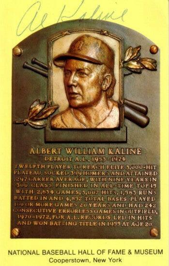 Al Kaline autographed Baseball Hall of Fame plaque postcard JSA Detroit Tigers - AutographsForSale.com
