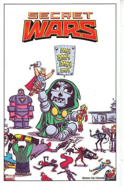 Secret Wars Marvel Comics 2015 SDCC Skottie Young art print Dr Doom Hulk Iron Man Thor - AutographsForSale.com