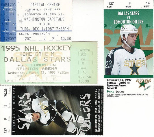 Edmonton Oilers lot of 4 vintage road game ticket stubs (Wayne Gretzky) - AutographsForSale.com