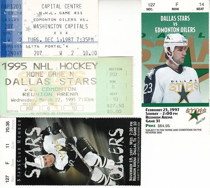 Edmonton Oilers 4 vintage road game ticket stubs (Wayne Gretzky) - AutographsForSale.com