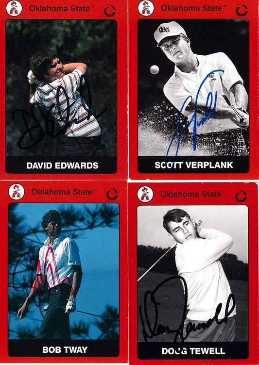 4 signed Oklahoma St 1991 Collegiate Collection golf cards Doug Tewell Bob Tway Scott Verplank - AutographsForSale.com