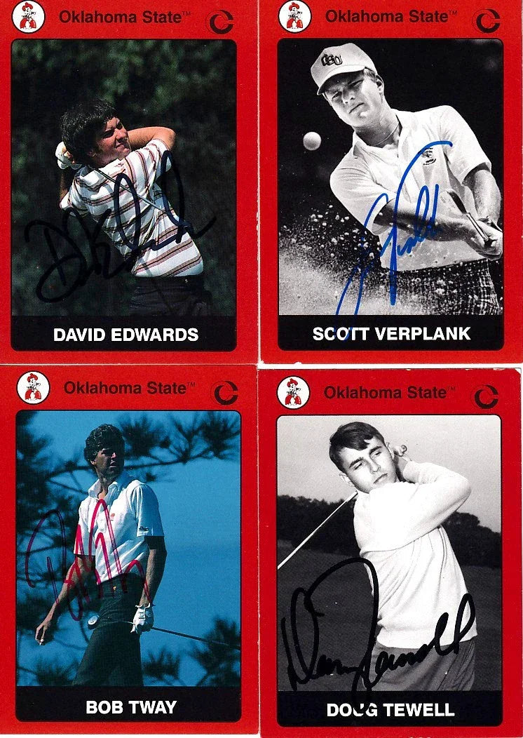 4 signed Oklahoma St 1991 Collegiate Collection golf cards Doug Tewell Bob Tway Scott Verplank - AutographsForSale.com