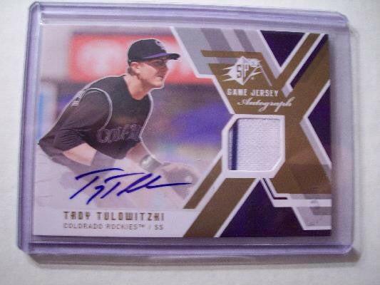Troy Tulowitzki certified signed Colorado Rockies 2009 SPx Game jersey card - AutographsForSale.com