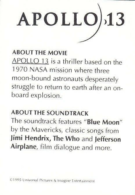 Apollo 13 Movie 1995 Universal Pictures & Imagine Entertainment promo card - AutographsForSale.com