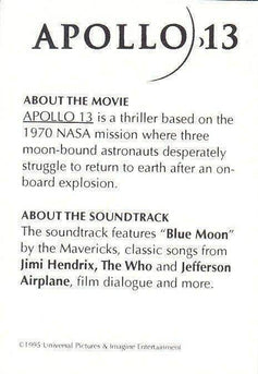 Apollo 13 Movie 1995 Universal Pictures & Imagine Entertainment promo card - AutographsForSale.com