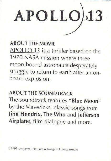 Apollo 13 Movie 1995 Universal Pictures & Imagine Entertainment promo card - AutographsForSale.com