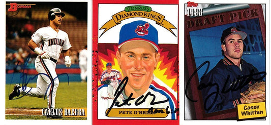 3 Indians signed cards Carlos Baerga Pete O'Brien 1990 Donruss DK - AutographsForSale.com