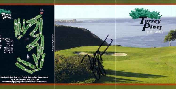 Zach Johnson autographed Torrey Pines South golf scorecard - AutographsForSale.com