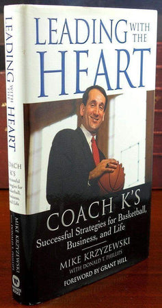 Mike Coach K Krzyzewski autographed Leading with The Heart hardcover book To Tom - AutographsForSale.com